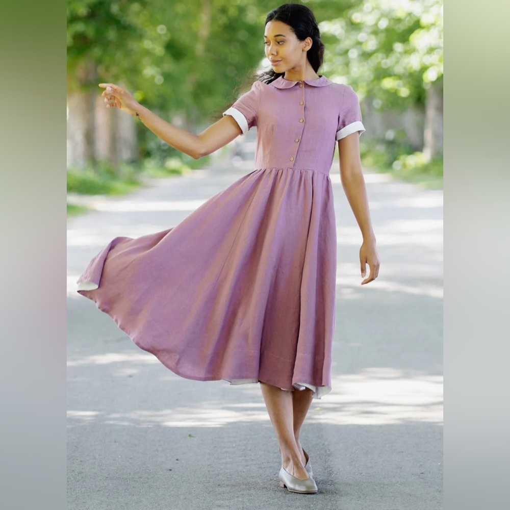 Son de Flor Classic Short Sleeve Dress in Phlox Purple